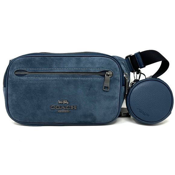 Coach Elias Belt Bag Denim Blue Suede Leather CL946 - Picture 1 of 9